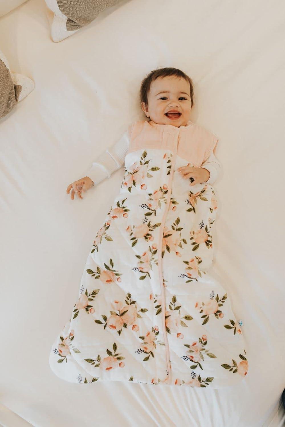 imageLittle Unicorn 06 Month Quilted Sleep Sack 26 TOG  Soft ampamp Breathable Muslin Cotton for Safer Sleep  2 Way Zipper Dino FriendsWatercolor Roses
