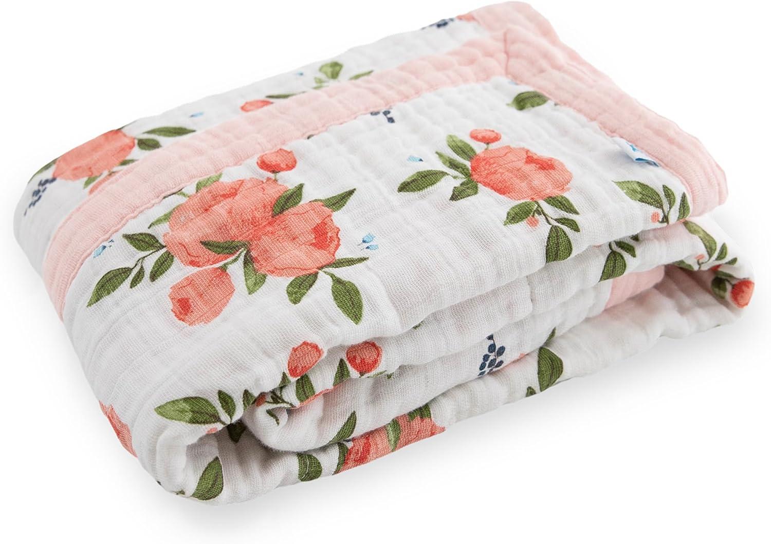 imageLittle Unicorn Original Premium Cotton Quilt  MultiLayered ampamp ExtraSoft Muslin Fabric for Babies ampamp Toddlers MermaidsWatercolor Roses