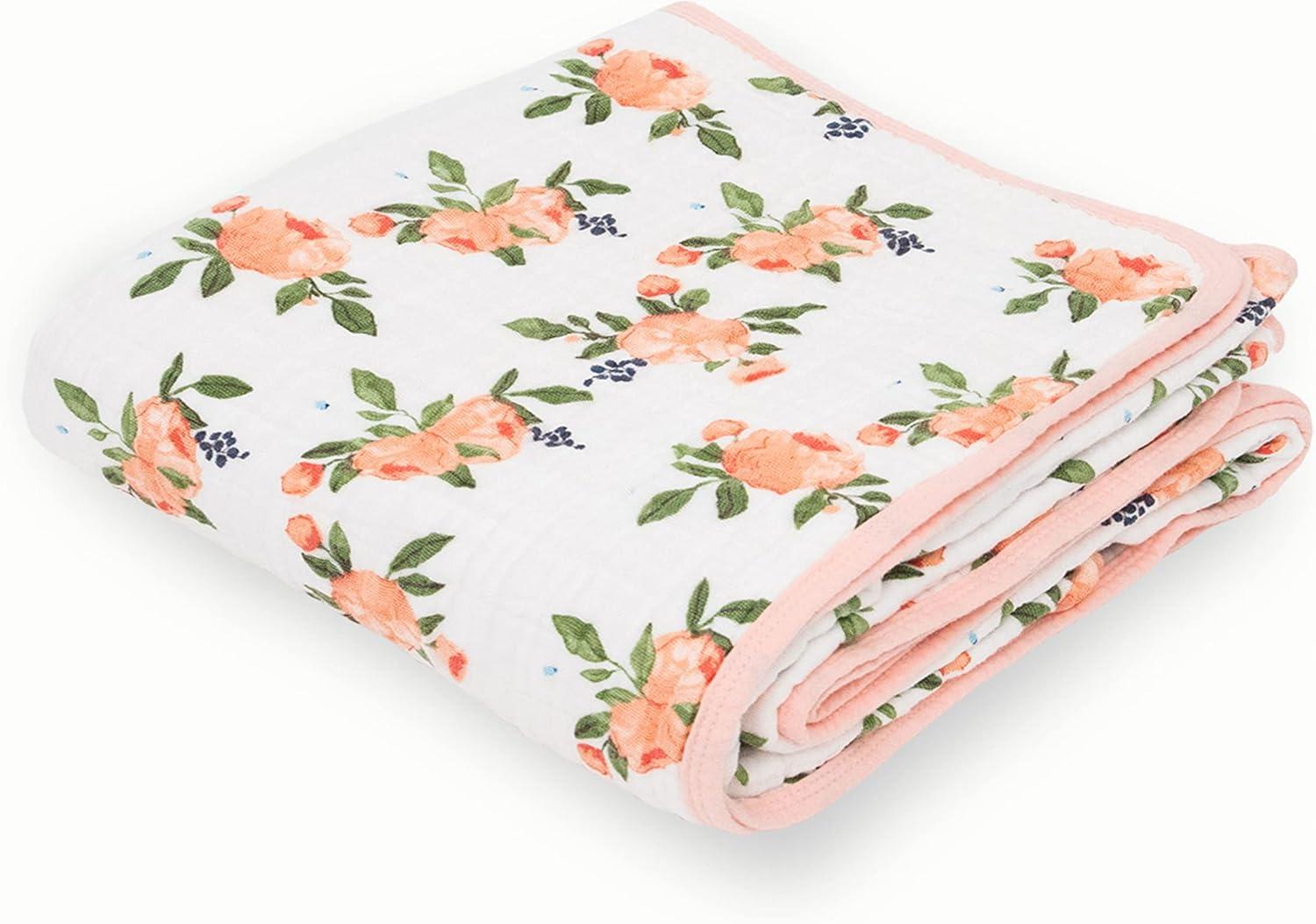 imageLittle Unicorn Original Premium Cotton Quilt  MultiLayered ampamp ExtraSoft Muslin Fabric for Babies ampamp Toddlers MermaidsWatercolor Roses
