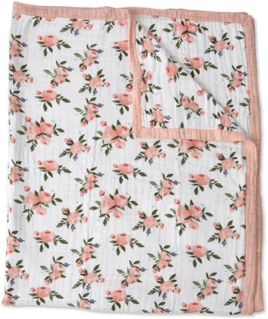 imageLittle Unicorn Original Premium Cotton Quilt  MultiLayered ampamp ExtraSoft Muslin Fabric for Babies ampamp Toddlers MermaidsWatercolor Roses