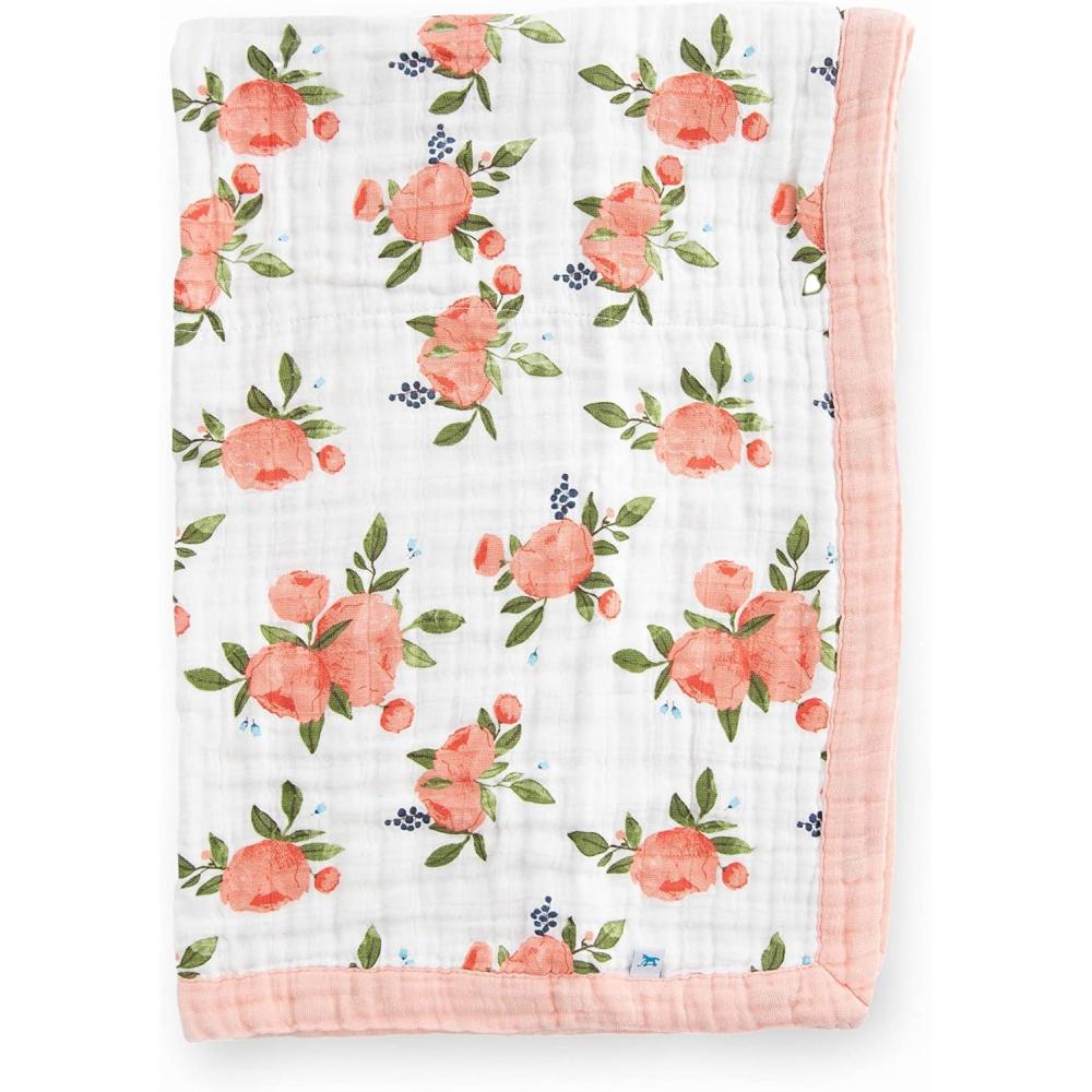 imageLittle Unicorn Original Premium Cotton Quilt  MultiLayered ampamp ExtraSoft Muslin Fabric for Babies ampamp Toddlers MermaidsWatercolor Roses