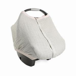 imageLittle Unicorn Breathable Car Seat Canopy  Magnetic Closure Cover ampamp Universal Fit  Protection ampamp Privacy for Baby Rose PetalGrey Stripe