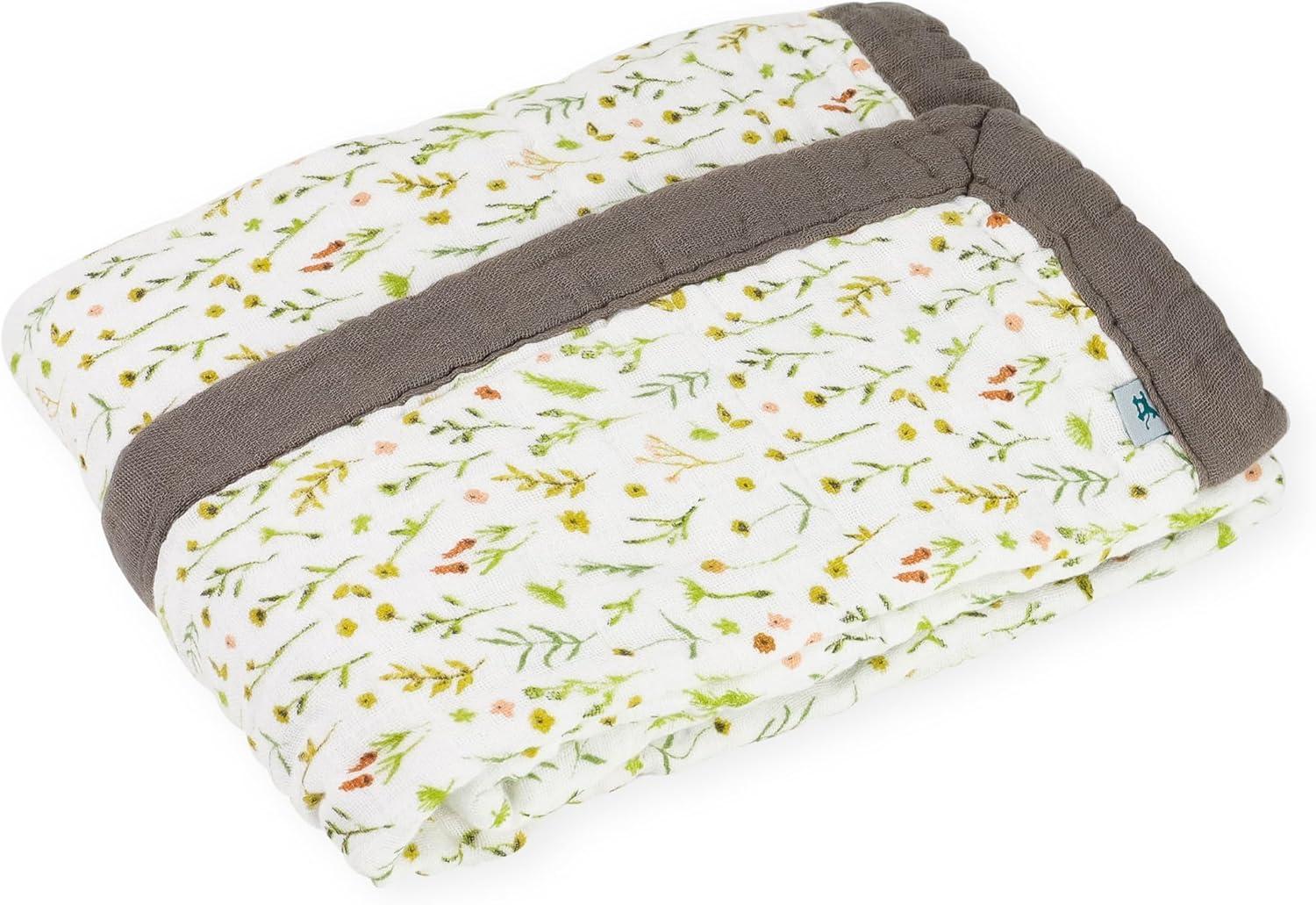 imageLittle Unicorn 100 Certified Organic Newborn Receiving Quilt  Ultra Soft MultiLayered Muslin Fabric  Gift for Newborns ampamp onThego Pencil FloralFloral Field