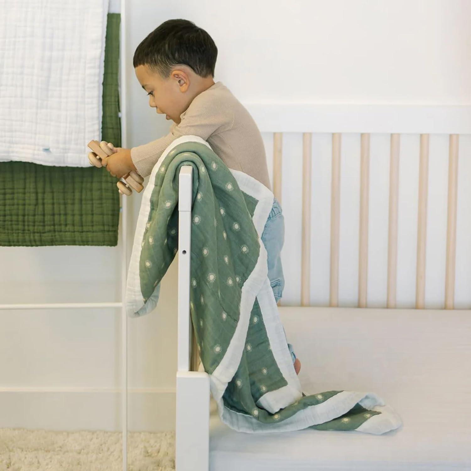 imageLittle Unicorn 100 Certified Organic Newborn Receiving Quilt  Ultra Soft MultiLayered Muslin Fabric  Gift for Newborns ampamp onThego Pencil FloralSage Suns 2