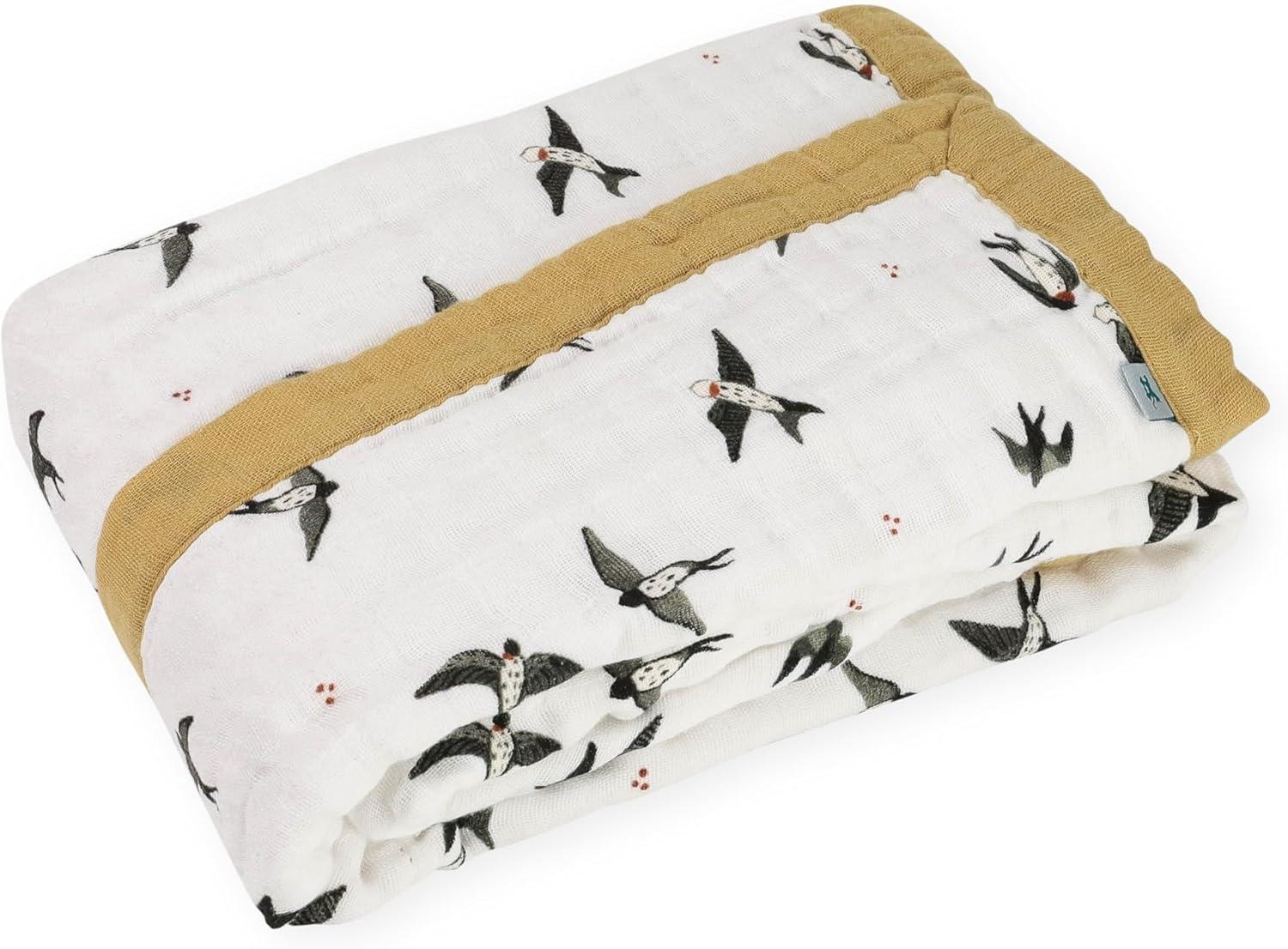 imageLittle Unicorn 100 Certified Organic Newborn Receiving Quilt  Ultra Soft MultiLayered Muslin Fabric  Gift for Newborns ampamp onThego Pencil FloralSwallows