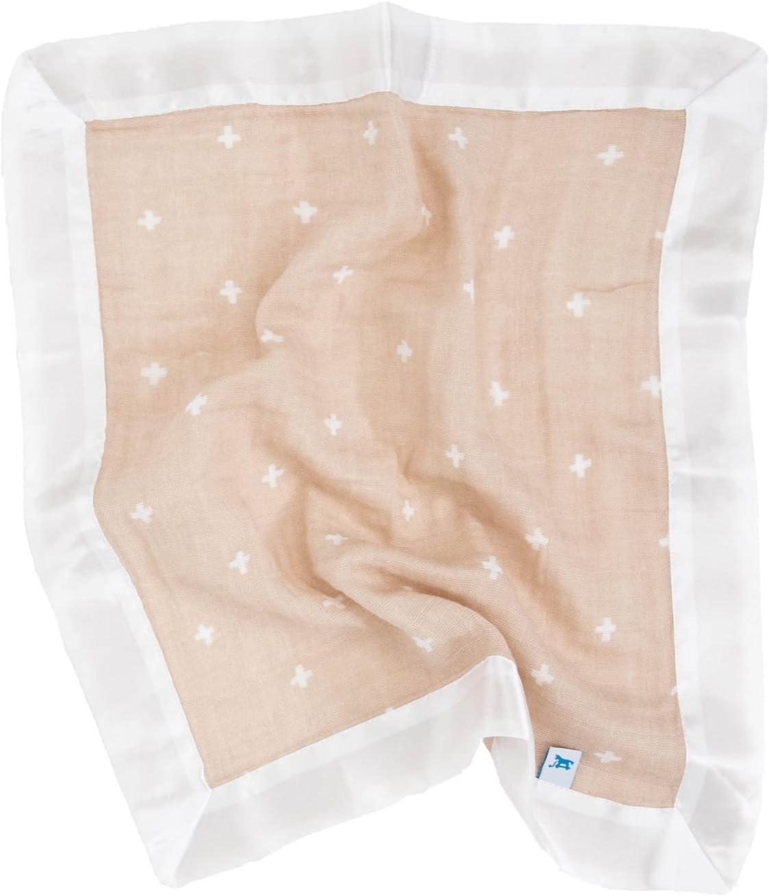 imageLittle Unicorn Security Blankets 3 Pack  100 Cotton Muslin with Satin Border Super Soft and Breathable  Baby Infant Toddler  Lovey for Boys and Girls  Tropical LeafTaupe Cross