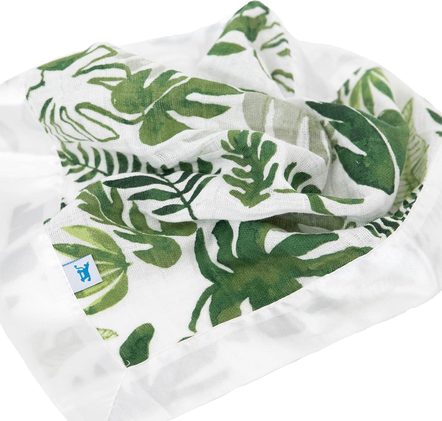 imageLittle Unicorn Security Blankets 3 Pack  100 Cotton Muslin with Satin Border Super Soft and Breathable  Baby Infant Toddler  Lovey for Boys and Girls  Tropical LeafTropical Leaf
