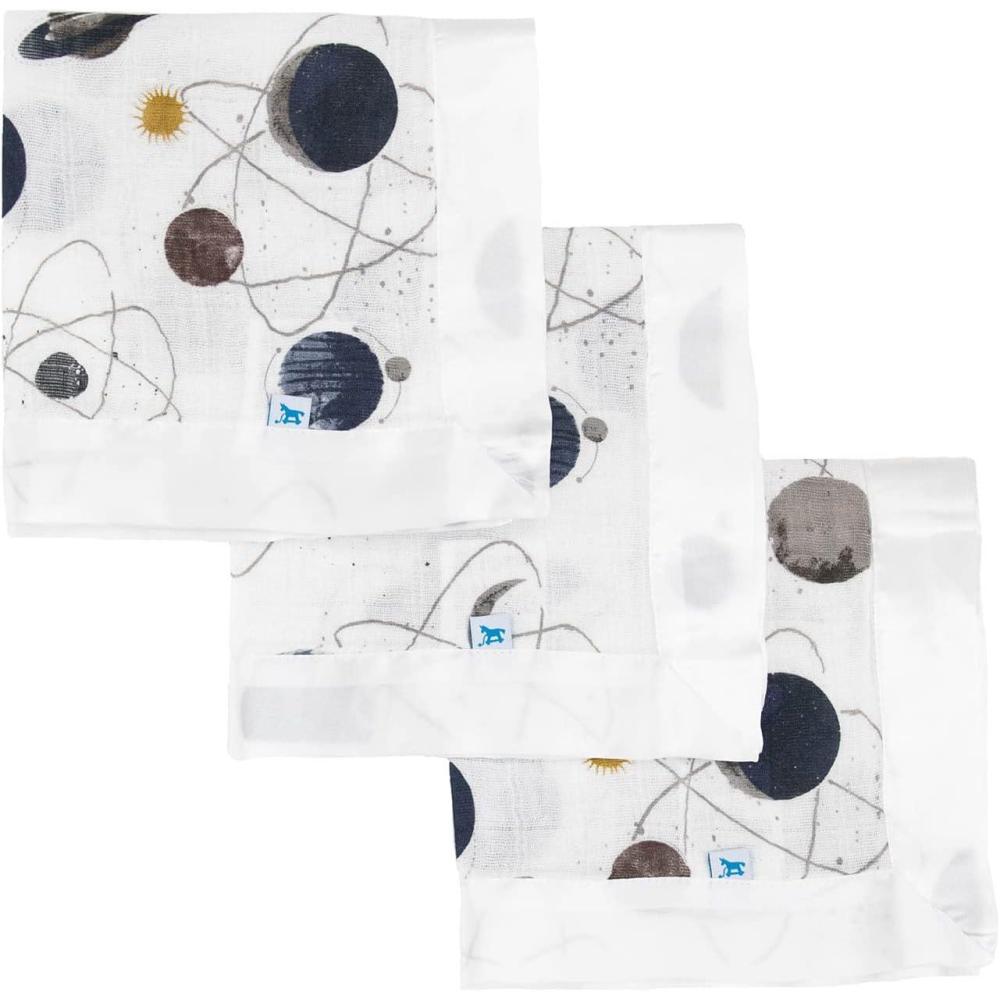 imageLittle Unicorn Security Blankets 3 Pack  100 Cotton Muslin with Satin Border Super Soft and Breathable  Baby Infant Toddler  Lovey for Boys and Girls  Tropical LeafPlanetary