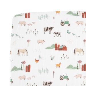 imageLittle Unicorn  Meadow Fitted Crib Sheet  Fitted Crib Sheet  100 Cotton Muslin  Super Soft  Sized for Standard Baby Crib ampamp Toddler Mattress  Machine Washable  52 x 28 x 9Farmyard