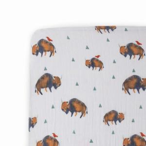 imageLittle Unicorn  Meadow Fitted Crib Sheet  Fitted Crib Sheet  100 Cotton Muslin  Super Soft  Sized for Standard Baby Crib ampamp Toddler Mattress  Machine Washable  52 x 28 x 9Bison