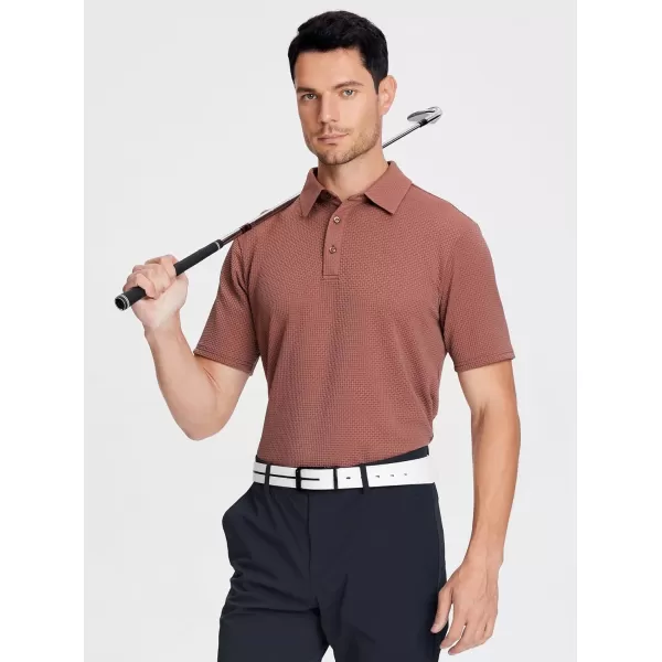 Alex Vando Mens Bubble Jacquard Polo Shirt Super Stretch Short Sleeve Polo Shirts for Men