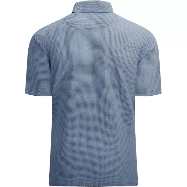 Alex Vando Mens Bubble Jacquard Polo Shirt Super Stretch Short Sleeve Polo Shirts for Men