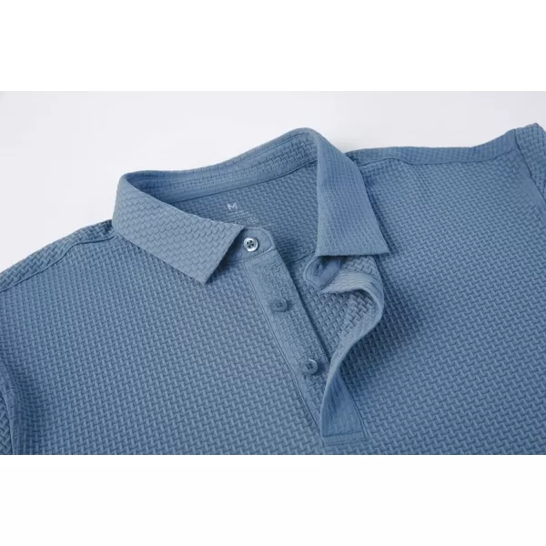 Alex Vando Mens Bubble Jacquard Polo Shirt Super Stretch Short Sleeve Polo Shirts for Men