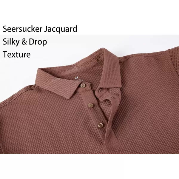 Alex Vando Mens Bubble Jacquard Polo Shirt Super Stretch Short Sleeve Polo Shirts for Men