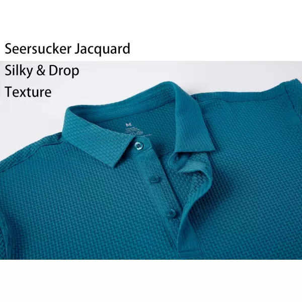 Alex Vando Mens Bubble Jacquard Polo Shirt Super Stretch Short Sleeve Polo Shirts for Men