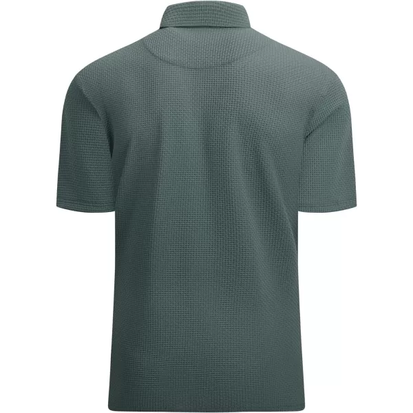 Alex Vando Mens Bubble Jacquard Polo Shirt Super Stretch Short Sleeve Polo Shirts for Men