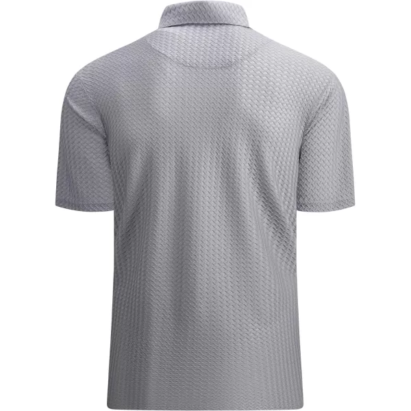 Alex Vando Mens Bubble Jacquard Polo Shirt Super Stretch Short Sleeve Polo Shirts for Men