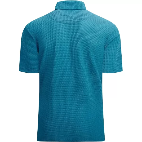 Alex Vando Mens Bubble Jacquard Polo Shirt Super Stretch Short Sleeve Polo Shirts for Men
