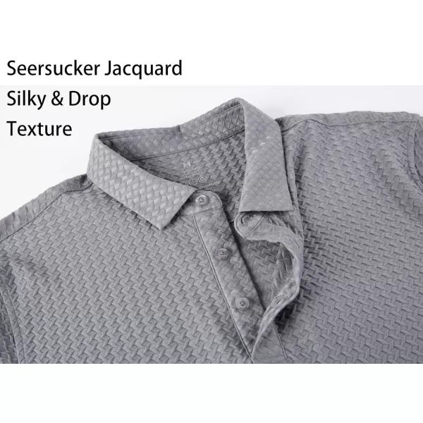 Alex Vando Mens Bubble Jacquard Polo Shirt Super Stretch Short Sleeve Polo Shirts for Men