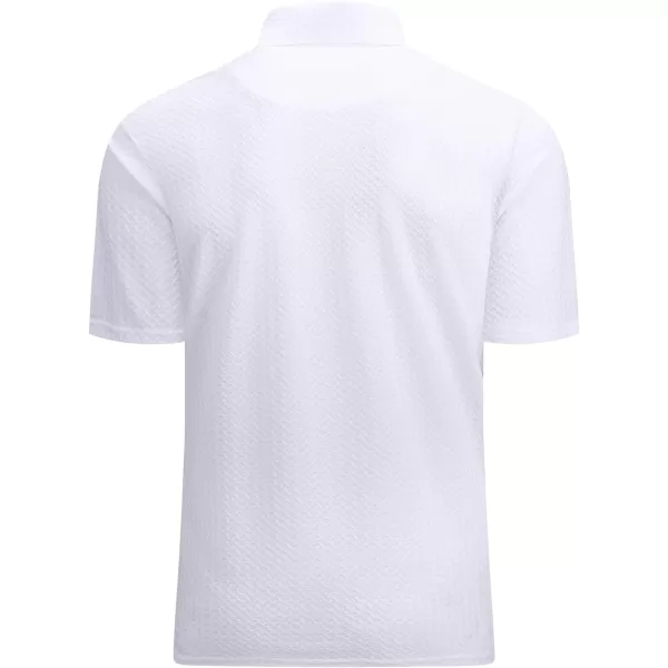 Alex Vando Mens Bubble Jacquard Polo Shirt Super Stretch Short Sleeve Polo Shirts for Men
