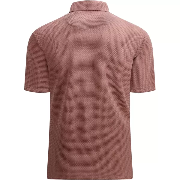 Alex Vando Mens Bubble Jacquard Polo Shirt Super Stretch Short Sleeve Polo Shirts for Men