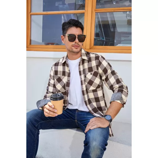 Alex Vando Mens Button Down Shirts Regular Fit Long Sleeve Casual Plaid Flannel Shirt