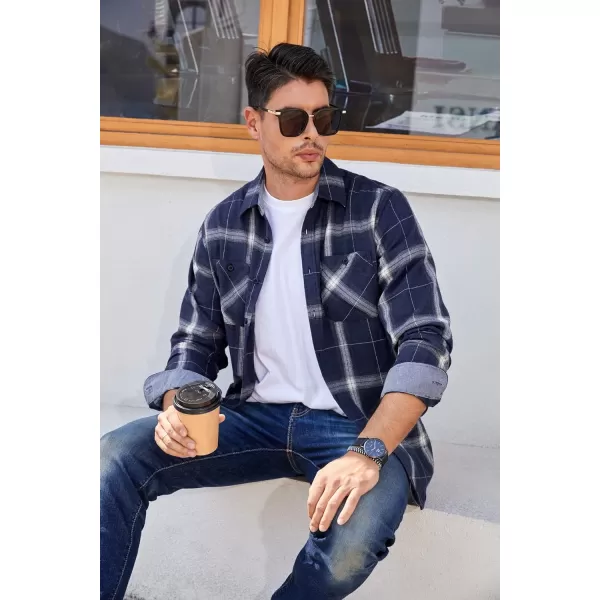 Alex Vando Mens Button Down Shirts Regular Fit Long Sleeve Casual Plaid Flannel Shirt