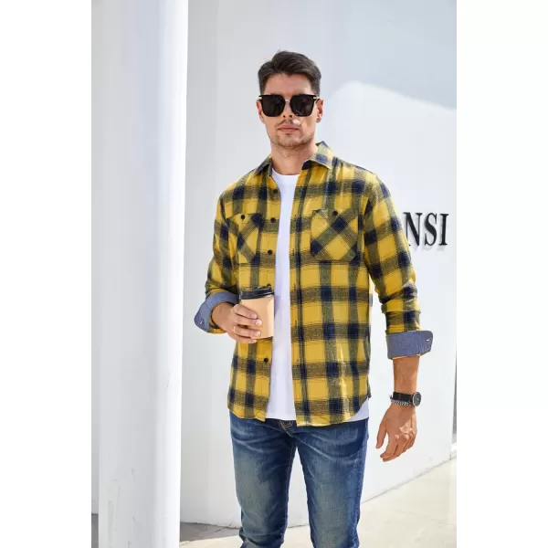 Alex Vando Mens Button Down Shirts Regular Fit Long Sleeve Casual Plaid Flannel Shirt