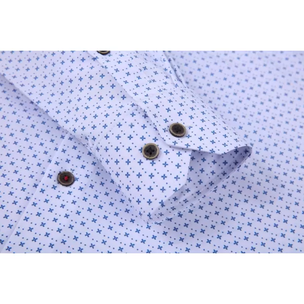 Alex Vando Mens Button Down Shirts Wrinkle Free 4-Way Stretch Print Business Casual Shirt