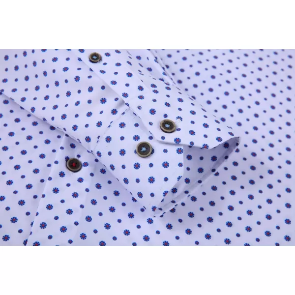 Alex Vando Mens Button Down Shirts Wrinkle Free 4-Way Stretch Print Business Casual Shirt