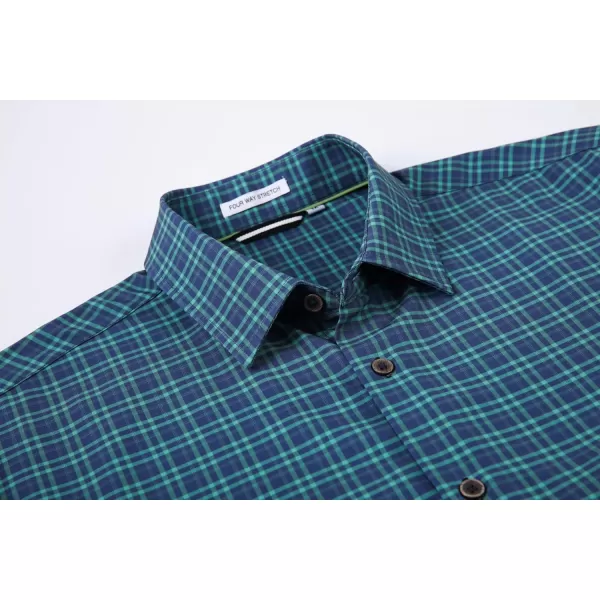 Alex Vando Mens Button Down Shirts Wrinkle Free 4-Way Stretch Print Business Casual Shirt