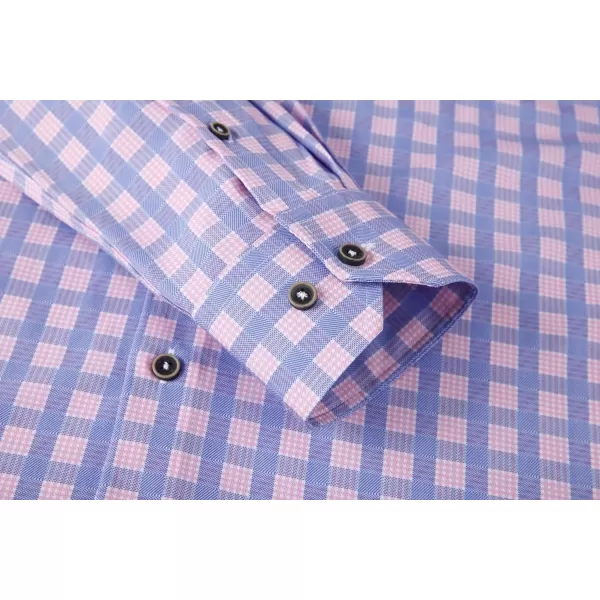 Alex Vando Mens Button Down Shirts Wrinkle Free 4-Way Stretch Print Business Casual Shirt