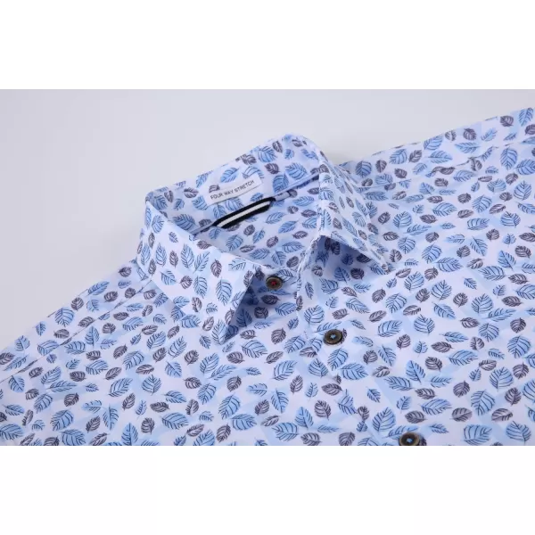 Alex Vando Mens Button Down Shirts Wrinkle Free 4-Way Stretch Print Business Casual Shirt