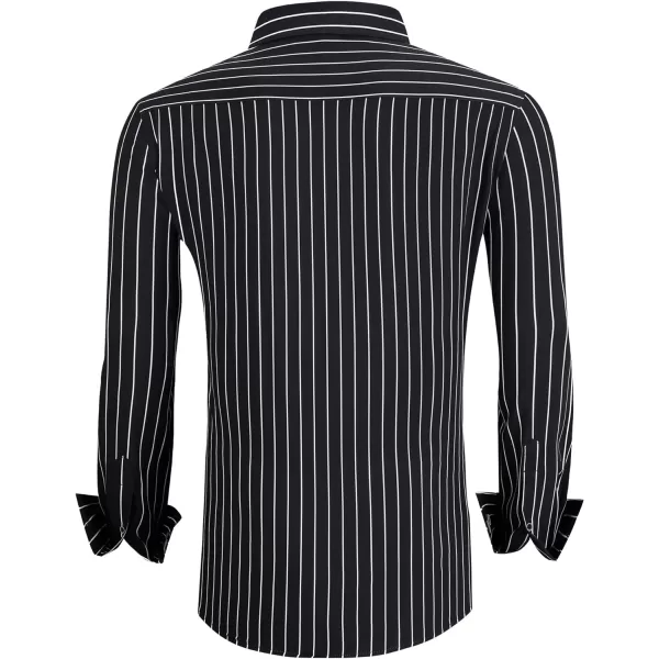 Alex Vando Mens Button Down Shirts Wrinkle Free 4-Way Stretch Print Business Casual Shirt