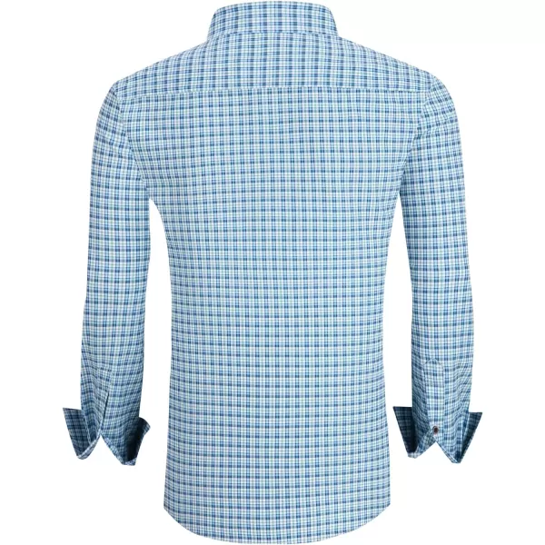 Alex Vando Mens Button Down Shirts Wrinkle Free 4-Way Stretch Print Business Casual Shirt