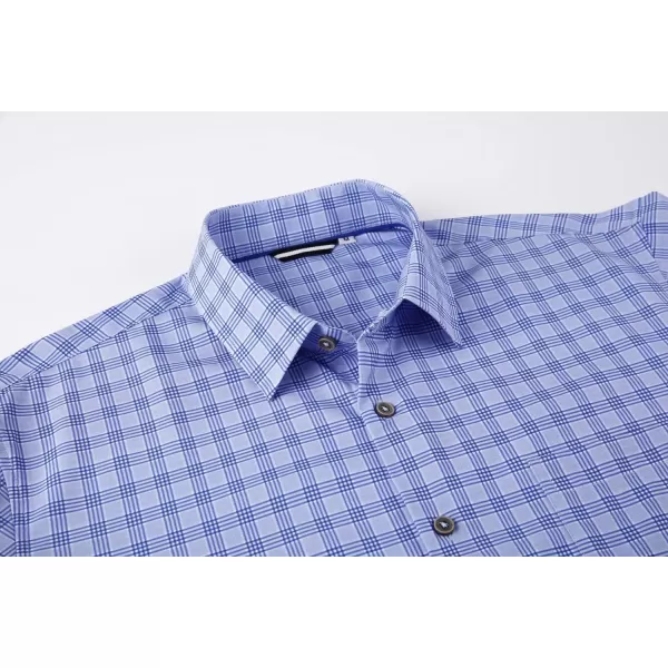 Alex Vando Mens Button Down Shirts Wrinkle Free 4-Way Stretch Print Business Casual Shirt