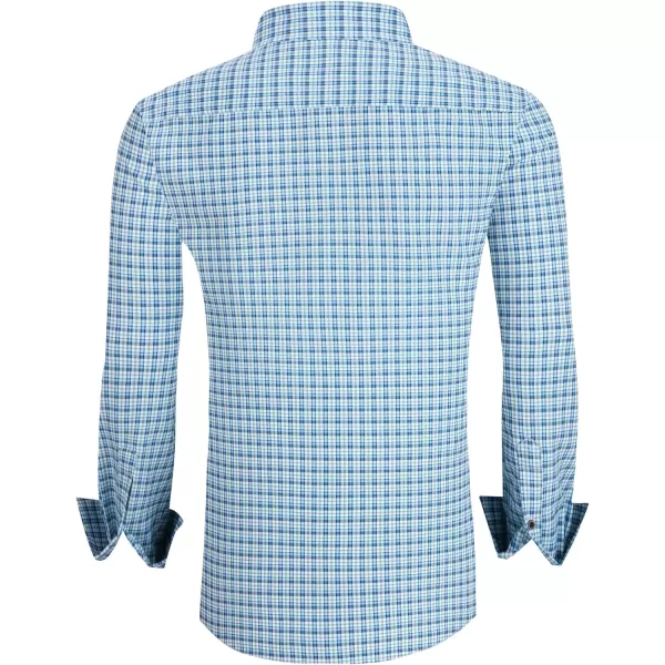 Alex Vando Mens Button Down Shirts Wrinkle Free 4-Way Stretch Print Business Casual Shirt