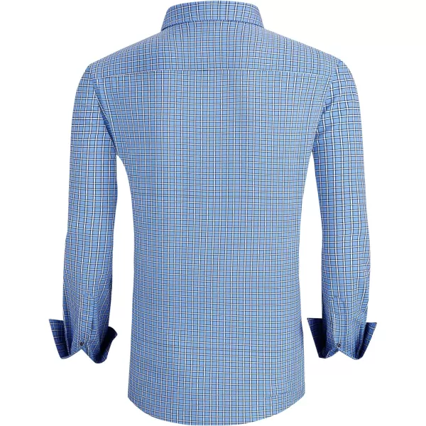 Alex Vando Mens Button Down Shirts Wrinkle Free 4-Way Stretch Print Business Casual Shirt