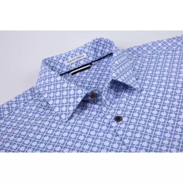 Alex Vando Mens Button Down Shirts Wrinkle Free 4-Way Stretch Print Business Casual Shirt