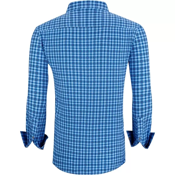 Alex Vando Mens Button Down Shirts Wrinkle Free 4-Way Stretch Print Business Casual Shirt