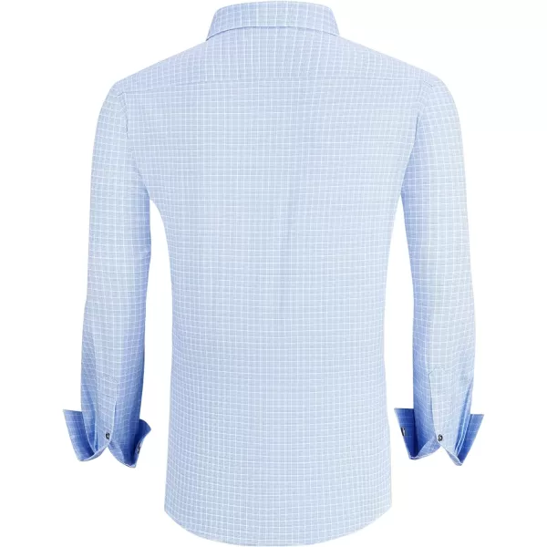Alex Vando Mens Button Down Shirts Wrinkle Free 4-Way Stretch Print Business Casual Shirt