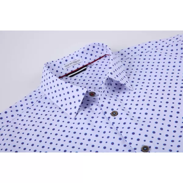 Alex Vando Mens Button Down Shirts Wrinkle Free 4-Way Stretch Print Business Casual Shirt