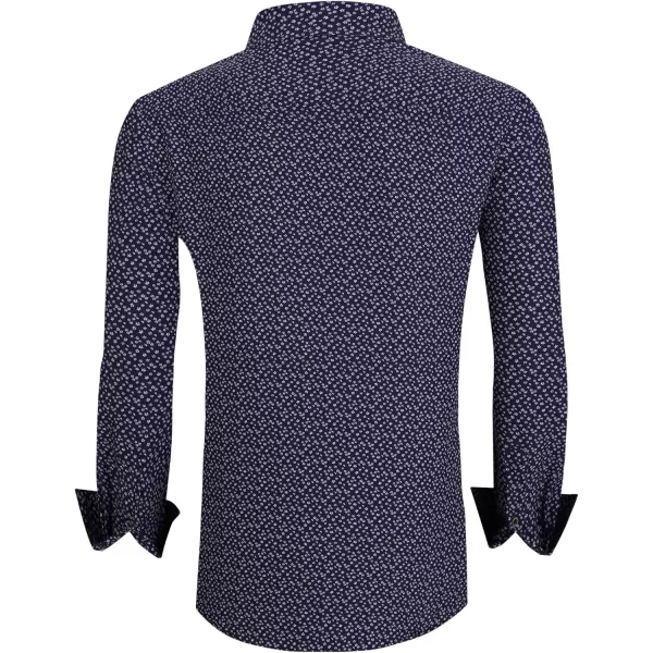 Alex Vando Mens Button Down Shirts Wrinkle Free 4-Way Stretch Print Business Casual Shirt