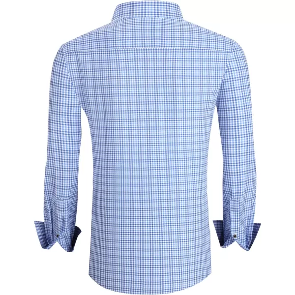 Alex Vando Mens Button Down Shirts Wrinkle Free 4-Way Stretch Print Business Casual Shirt