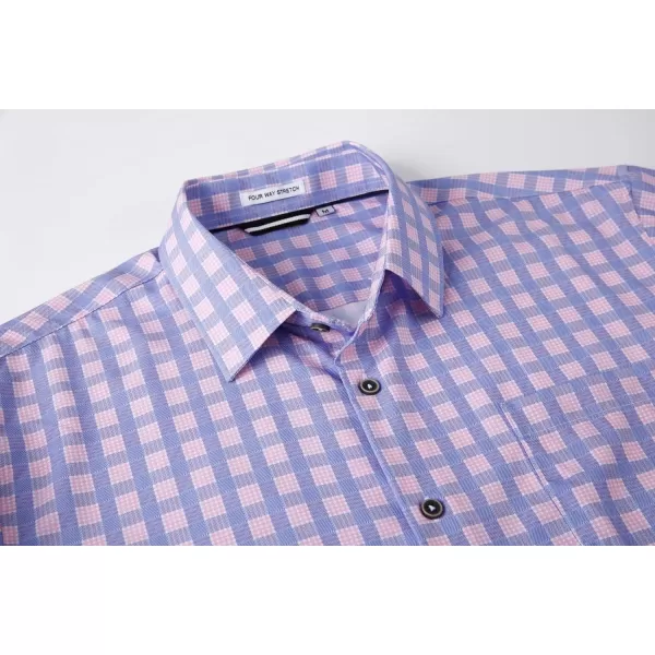Alex Vando Mens Button Down Shirts Wrinkle Free 4-Way Stretch Print Business Casual Shirt