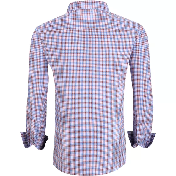 Alex Vando Mens Button Down Shirts Wrinkle Free 4-Way Stretch Print Business Casual Shirt