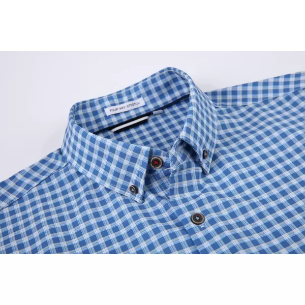 Alex Vando Mens Button Down Shirts Wrinkle Free 4-Way Stretch Print Business Casual Shirt
