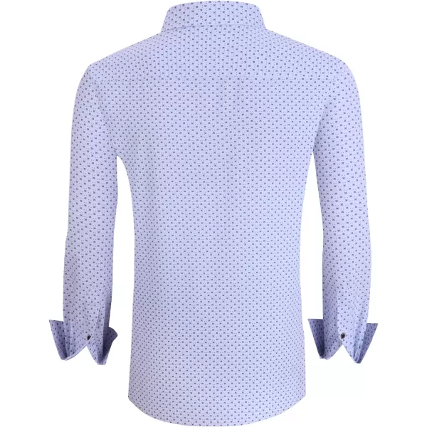 Alex Vando Mens Button Down Shirts Wrinkle Free 4-Way Stretch Print Business Casual Shirt