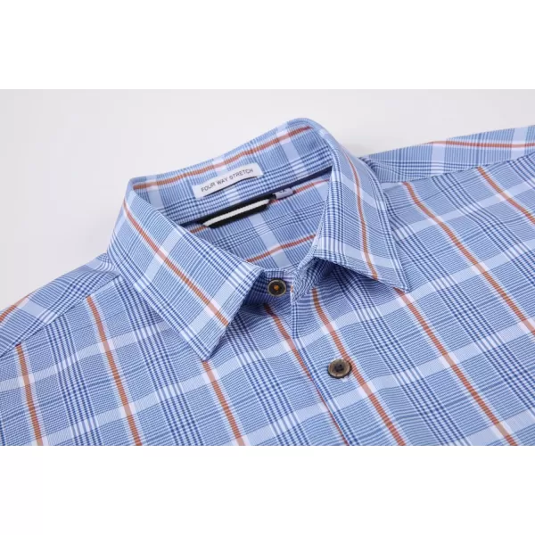 Alex Vando Mens Button Down Shirts Wrinkle Free 4-Way Stretch Print Business Casual Shirt