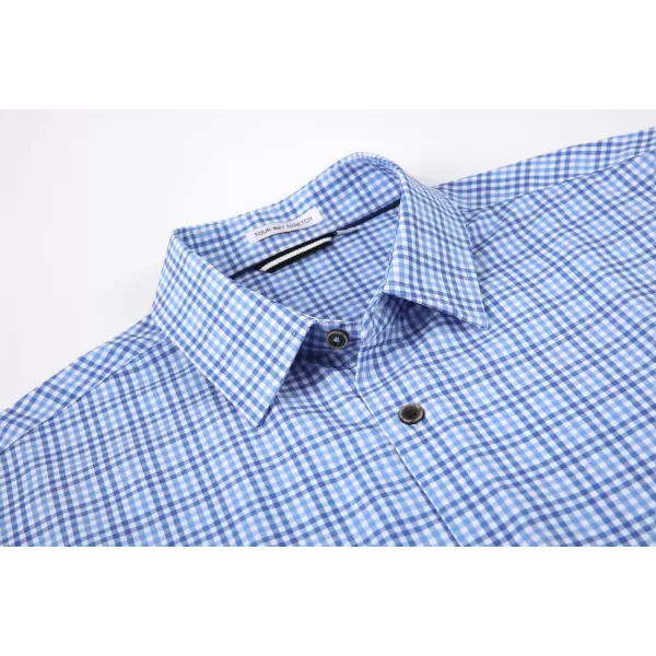 Alex Vando Mens Button Down Shirts Wrinkle Free 4-Way Stretch Print Business Casual Shirt